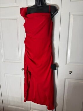Lulus Red Asymmetric One-Shoulder Evening Dress